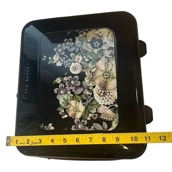 TED BAKER Vanity Case Luggage Travel Black Floral Garden Zipper - Picture 11 of 16